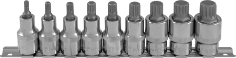 Набор насадок торцевых 1/2 DR с вставками-битами SPLINE, M5-M18, 9 предметов, Ombra 912779 фото 2
