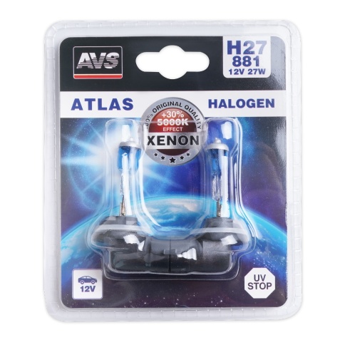 Галогенная лампа AVS ATLAS/5000К/ H27/881.12V.27W.блистер 2шт. фото 1