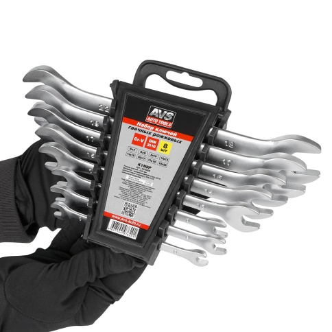 Набор ключей гаечных рожковых на держателе (6-22 мм) (8 предметов) AVS K1N8P фото 5