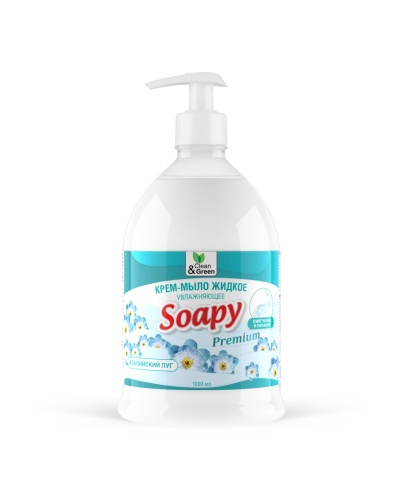 Крем-мыло жидкое "Soapy" Premium "альпийский луг" увлажн. с дозатором 1000 мл. Clean&Green CG8096 фото 2