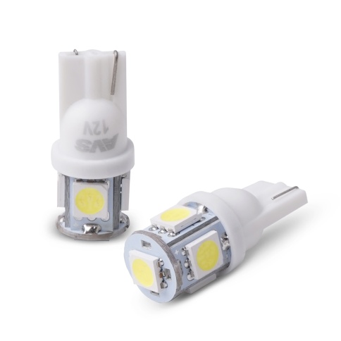 T027 Т10/белый/ (W2,1x9,5d) 5SMD 5050 3 chip, W5W, коробка 2 шт. фото 2