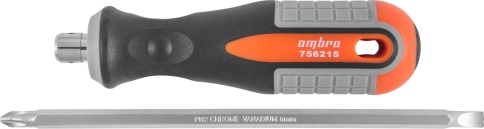 Отвертка двусторонняя Round Grip PH2,SL6x150 мм, Ombra 756215 (55777) фото 1