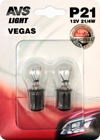 Лампа AVS Vegas в блистере 12V. P21W (BAU15s) смещ.штифт 2шт.  фото 1