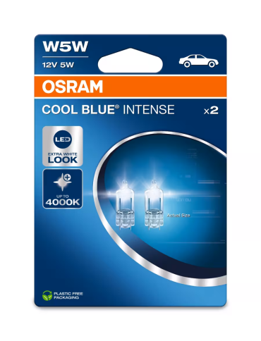 Лампа автомобильная W5W (W2.1*9.5d) COOL BLUE INTENSE (блистер, 2шт) 4000K 12V OSRAM фото 1