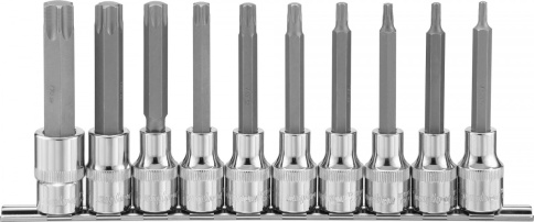 Набор насадок торцевых 1/2 DR с вставками-битами TORX, T20-T70, 100 мм, 10 пр. Ombra 921910 (55612) фото 1