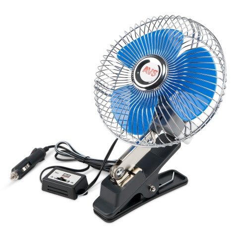 Вентилятор автомобильный AVS 8043 12В 6" (корпус: металл, переключатель, цвет: серебристый) фото 1