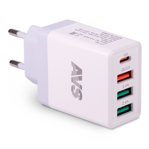 USB сетевое зарядное устройство AVS 4 порта UT-732  (QC 3.0, PD Type C, 3A ) фото 3