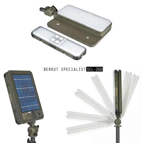 Кемпинговый фонарь телескопический, светодиодный, BERKUT SCL-200 (на солнечных батареях) фото 2