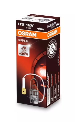 Автолампа галогенная H3 (55W PK22s +30%) SUPER 12V OSRAM фото 1