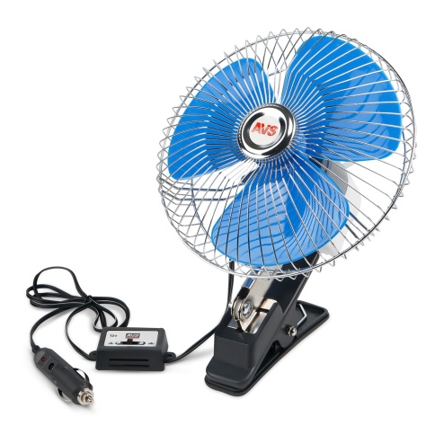 Вентилятор автомобильный AVS 8048 12В 8" (корпус: металл, переключатель, цвет: серебристый) фото 1