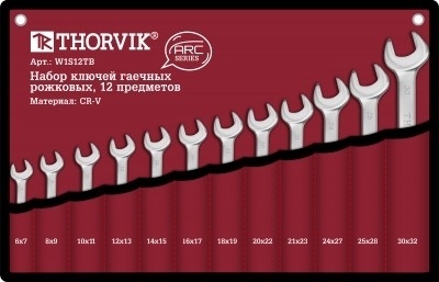 Набор ключей гаечных рожковых серии ARC, 6-32 мм, 12 предметов, Thorvik W1S12TB (52616) в сумке фото 1