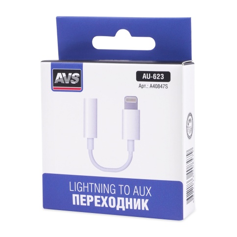 Кабель AVS AU-623 Lightning/AUX гнездо (A40847S)  фото 2