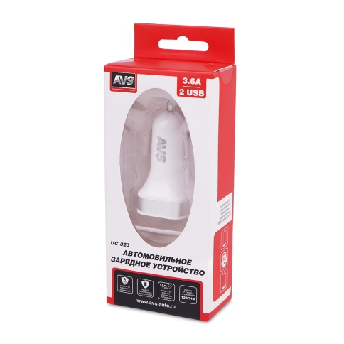 USB автомобильное зарядное устройство AVS 2 порта UC-323 (3,6А) фото 6