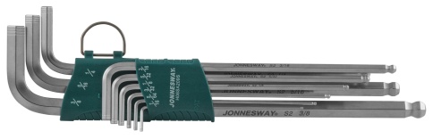 Набор шестигранников дюймовых Extra Long с шаром 1/16-3/8 (9 шт) Jonnesway H06SA209S фото 1