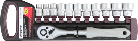 Набор головок торцевых с трещоточной рукояткой 3/8"DR, 8-19 мм, 12 пред, Thorvik S12S1112SP (54370) фото 1