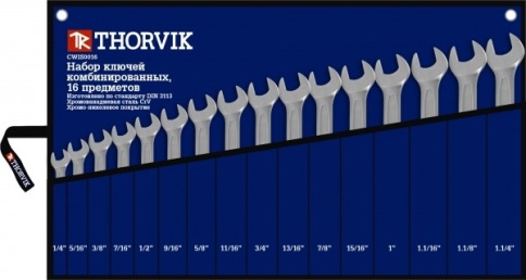 Набор комбинированных дюймовых ключей 1/4"-1-1/4" (16 шт) Thorvik CWIS0016 (52917) фото 1