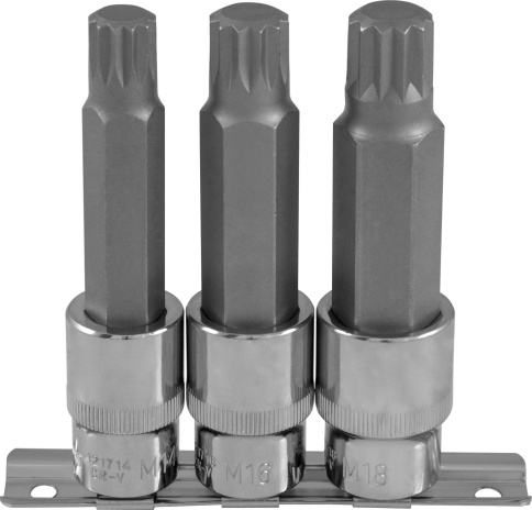 Набор насадок торцевых 1/2 DR с вставками-битами SPLINE, M14-M18, 100 мм, 3 предмета, Ombra 921703 фото 1