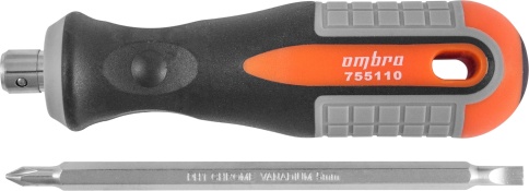 Отвертка двусторонняя Round Grip PH1,SL5x100 мм, Ombra 755110 (55774) фото 1