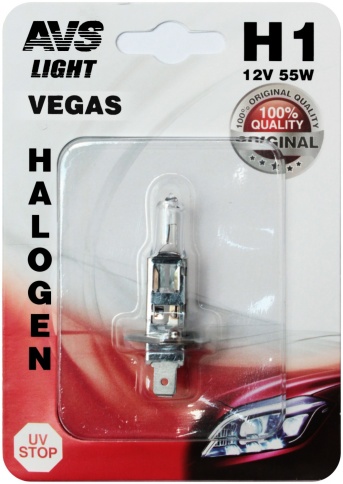 Галогенная лампа AVS Vegas в блистере H1.12V.55W.1шт. фото 1