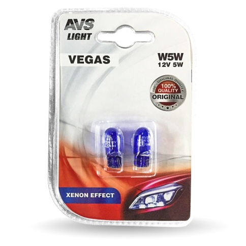 Лампа AVS Vegas в блистере 12V. W5W XENON EFFECT (W2,1x9,5d) 2шт. фото 1