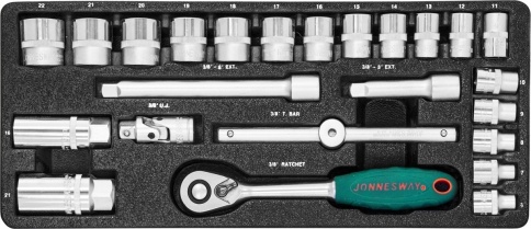 Набор головок 3/8 DR, 6-22 мм, 24 предмета, Jonnesway S04H3125S фото 2