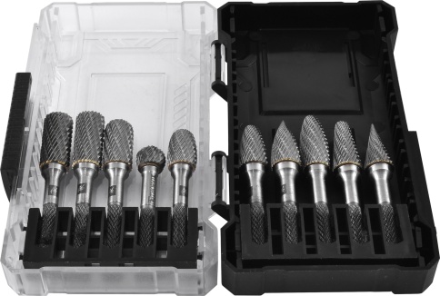 Набор борфрез твердосплавных, A,B,C,D,E,F,G,H,L,M, 12 мм, 10 пр, Thorvik TRRB120610-2S (57048) фото 3