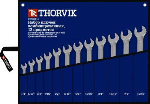 Набор дюймовых комбинированных ключей 1/4"-15/16" (12 шт) Thorvik CWIS0012 (52916) фото 1