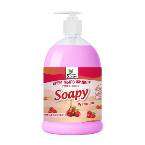 Крем-мыло жидкое "Soapy" Premium "малина в карамели" увлажн. с дозатором 1000 мл. Clean&Green CG8114 фото 2