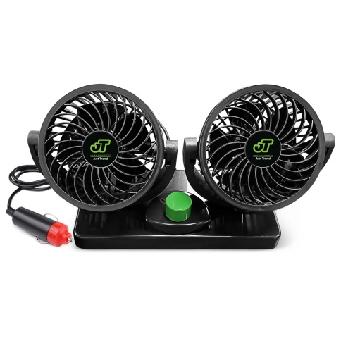Вентилятор двойной автомобильный JT 8062J 12В 4" (корпус: пластик, цвет:чёрный) фото 1