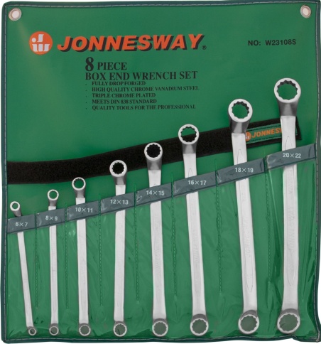 Набор накидных ключей изогнутых 75 гр, 6-22 мм, 8 шт, Jonnesway W23108S фото 1