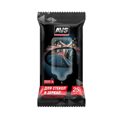 Влажные салфетки "Для Стекол и Зеркал" 25 шт.AVS AVK-200 фото 1