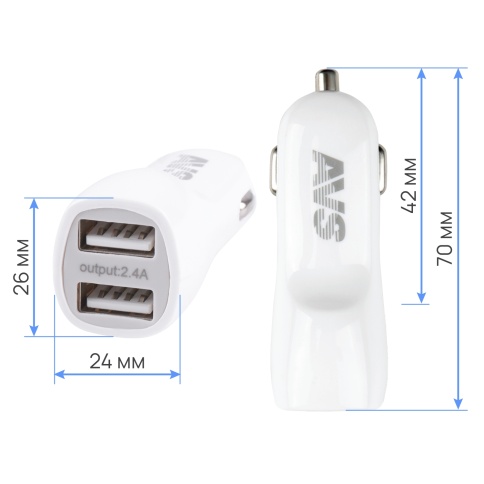 Автомобильное ЗУ AVS UC-433, 2 USB, 2.4 А, 12 Вт (A78700S) фото 4
