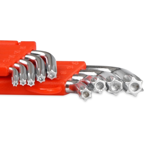 Набор ключей торцевых изогнутых TORX с отверстием 9 предметов (T10-T50) AVS TXL-9H фото 4