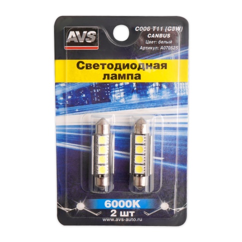 C006 T11/белый/ (SV8,5) CANBUS 4SMD5050 42 мм 12V. блистер фото 1