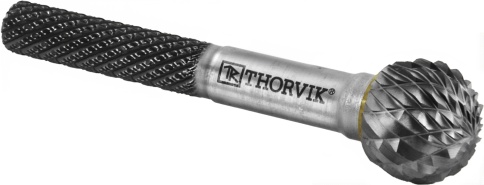 Борфреза твердосплавная сферическая, тип D, 12 мм, двойная насечка, Thorvik TRRBD12100655-2, 57016 фото 1