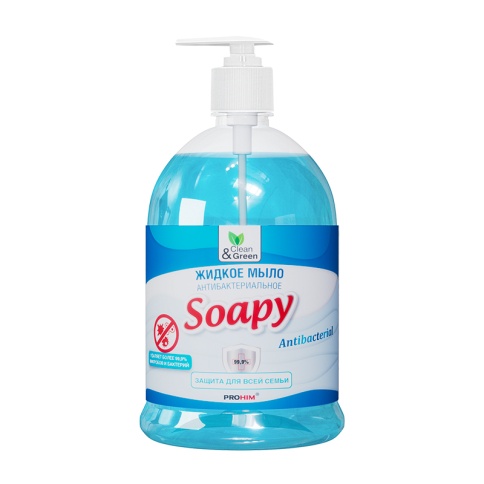 Жидкое мыло "Soapy" антибактериальное с дозатором 1000 мл. Clean&Green CG8095 фото 2