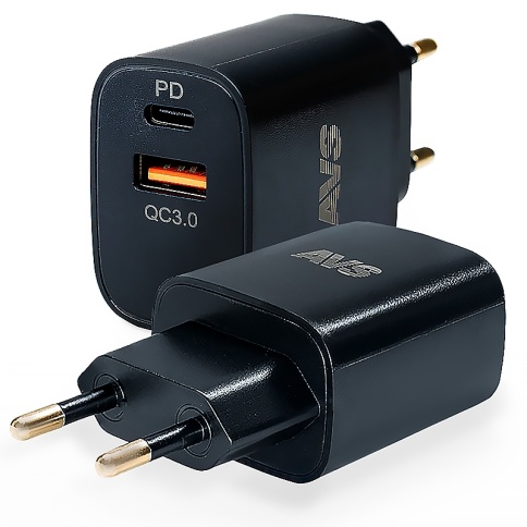 USB сетевое зарядное устройство AVS 2 порта UT-723 (USB QC 3.0+PD Type C) фото 2