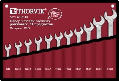 Набор ключей гаечных рожковых серии ARC, 8-32 мм, 11 предметов, Thorvik W1S11TB (52615) в сумке фото 1
