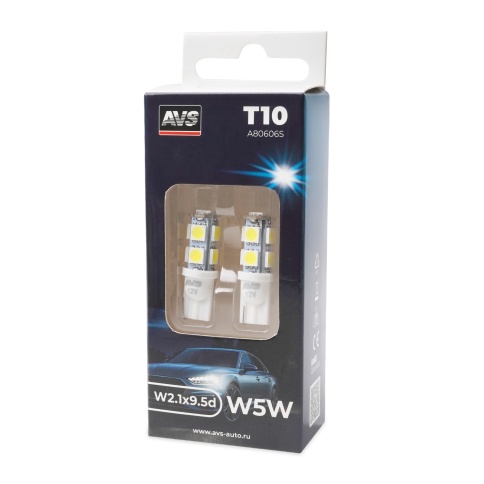 T028 Т10/белый/ (W2,1x9,5d) 9SMD 5050 3 chip W5W, блистер 2 шт. фото 1