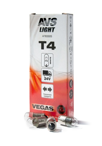 Лампа AVS Vegas 24V.T4(BA9S) BOX 10шт. фото 1