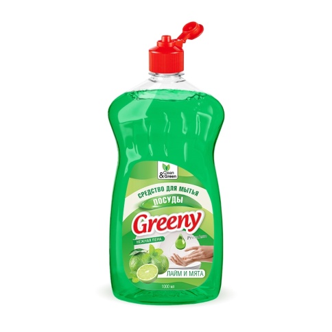 Средство для мытья посуды "Greeny" Premium "Лайм и мята" 1000 мл. Clean&Green CG8132 фото 2