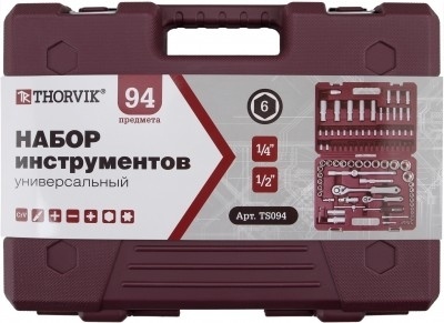 Набор инструмента универсальный, 94 предмета, Thorvik TS094 (54009) в кейсе фото 3