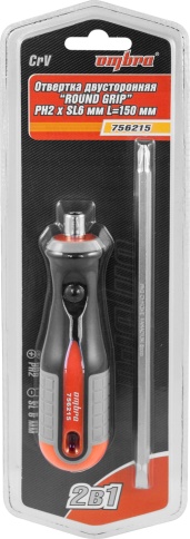 Отвертка двусторонняя Round Grip PH2,SL6x150 мм, Ombra 756215 (55777) фото 3