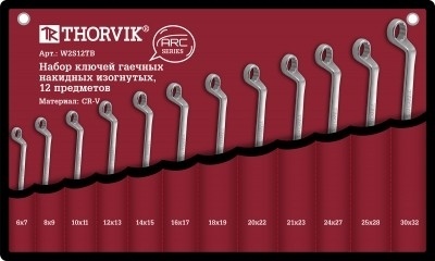 Набор ключей гаечных накидных изогнутых серии ARC, 6-32 мм, 12 предметов, Thorvik W2S12TB (52620) в  фото 1