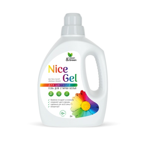 Гель для стирки "Nice Gel" для цветных тканей (концентрат) 2 л. (ПЭНД) Clean&Green CG8289 фото 2