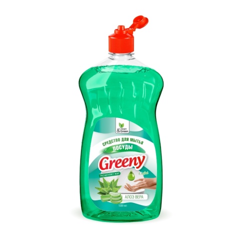 Средство для мытья посуды "Greeny" Light "Алоэ вера" 1000 мл. Clean&Green CG8156 фото 2