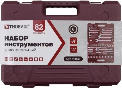 Набор инструмента универсальный, 82 предмета, Thorvik TS082 (54007) в кейсе фото 3