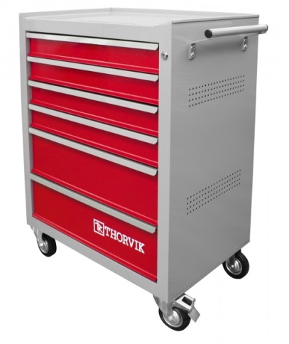 Тележка инструментальная 6-ти полочная, Thorvik ТТ6GR-R (53402) (серая с красными ящиками) фото 1