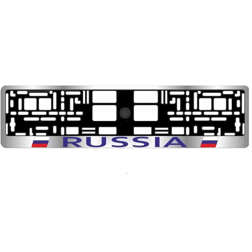 Рамка под номерной знак "Russia" (хром, синий) AVS RN-02 фото 1